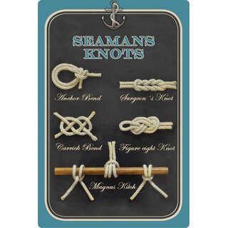 Schild Spruch "Seamans Knots" 20 x 30 cm Blechschild