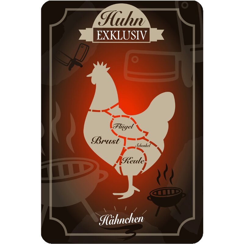 USA XING Warnschild Deko Blechschild Verkehrsschild Achtung Hühner Chicken Huhn 