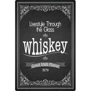 Schild Spruch "Livestyle Trough the Glass Whiskey" 20 x 30 cm Blechschild
