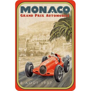 Schild Vintage "Monaco Grand Prix Automobile 1937" 20 x 30 cm Blechschild