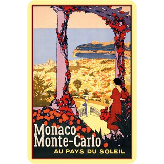 Schild Stadt Monaco - Monte-Carlo 20 x 30 cm Blechschild