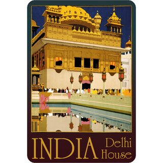 Schild Stadt "India - Delhi House" 20 x 30 cm Blechschild
