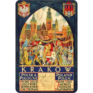 Schild Stadt "Krakow - Polen" 20 x 30 cm Blechschild