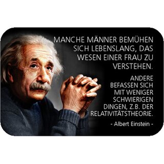 Schild Spruch "Männer bemühen sich Frau verstehen, Einstein" 20 x 30 cm Blechschild