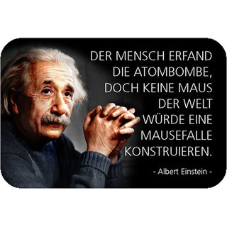 Schild Spruch Mensch Atombombe, Maus Mausefalle, Einstein 20 x 30 cm Blechschild