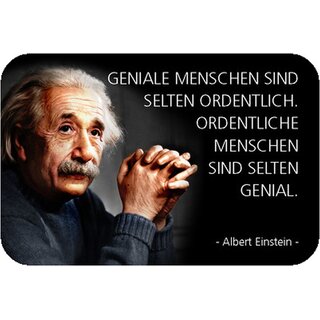 Schild Spruch "Geniale Menschen selten ordentlich, Einstein" 20 x 30 cm Blechschild