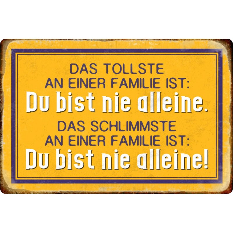 Schild Spruch "Tollste an Familie, bist nie alleine, Schlimmste" 20 x
