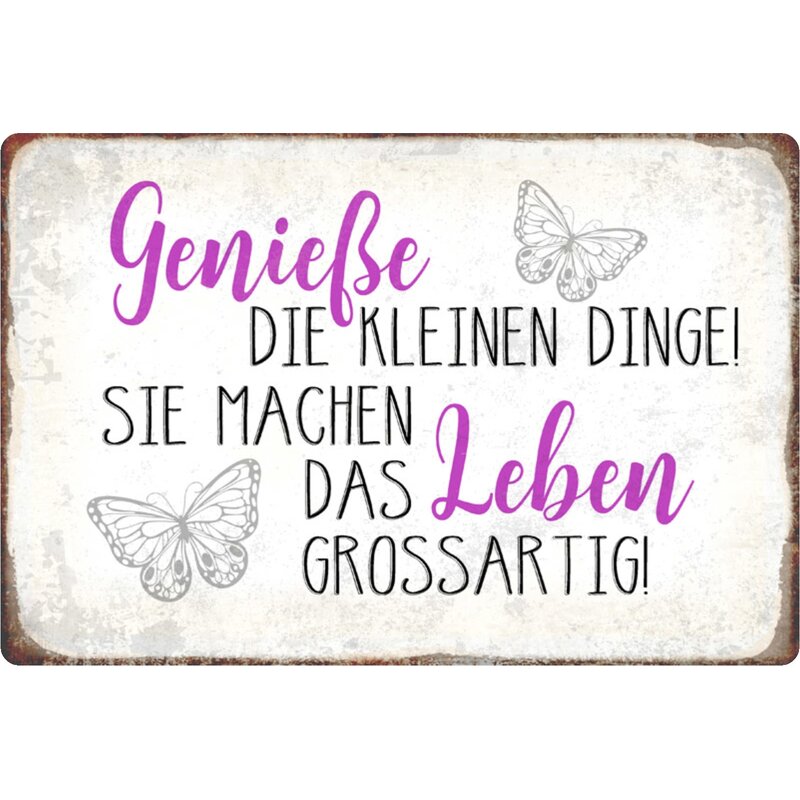 Schild Spruch "Genieße kleinen Dinge, machen Leben großartig Schmet