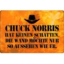 Schild Spruch "Chuck Norris keinen Schatten, Wand...