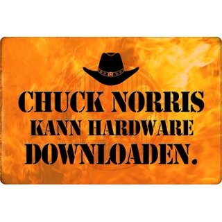 Schild Spruch "Chuck Norris kann Hardware downloaden" 20 x 30 cm Blechschild