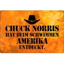 Schild Spruch "Chuck Norris Schwimmen Amerika...