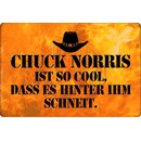 Schild Spruch "Chuck Norris so cool, hinter ihm...