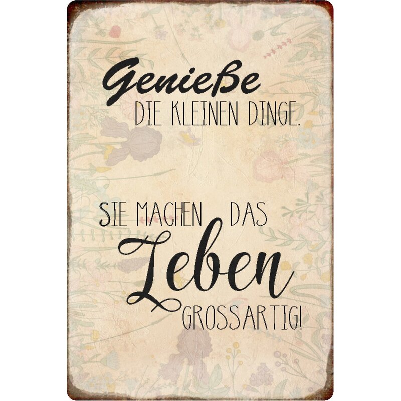 Schild Spruch "Genieße kleinen Dinge, machen Leben großartig" 20 x 30