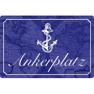 Schild Spruch "Ankerplatz" Marine blau Anker 20 x 30 cm Blechschild