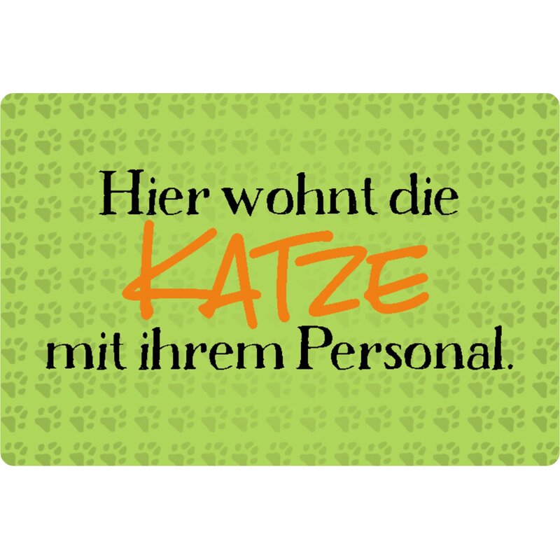 Schild Spruch "Hier wohnt die Katze mit ihrem Personal" 20 x 30 cm Bl