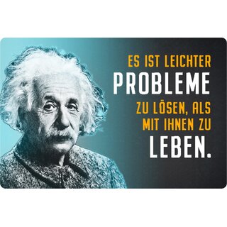 Schild Spruch "leichter Probleme lösen, als mit ihnen leben" Einstein 20 x 30 cm Blechschild