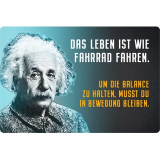 Schild Spruch "Leben Fahrrad fahren Balance halten" Einstein 20 x 30 cm Blechschild