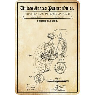 Schild Motiv Fahrrad Design Bicycle 1899 Hentz 20 x 30 cm Blechschild