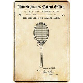 Schild Motiv Schläger, Design tennis and badminton racket 20 x 30 cm Blechschild