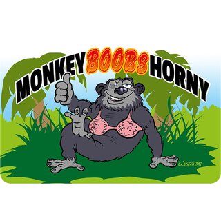 Schild Spruch "Monkey boobs horny"Affe 20 x 30 cm Blechschild