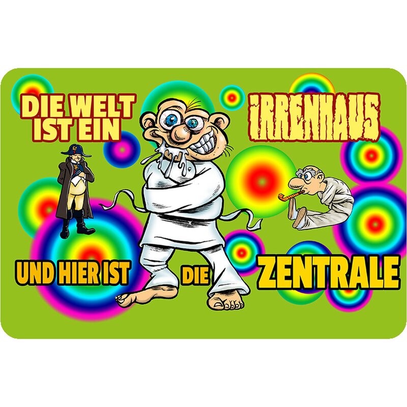 Schild Spruch "Welt ist ein Irrenhaus, hier ist Zentrale" 20 x 30 cm
