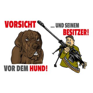 Schild Spruch "Vorsicht Hund und Besitzer" 20 x 30 cm Blechschild