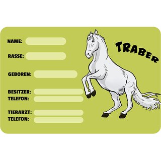 Schild Spruch "Traber, Name Rasse Geboren" Pferd 20 x 30 cm Blechschild