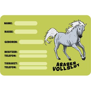Schild Spruch "Araber Vollblut, Name Rasse" Pferd 20 x 30 cm Blechschild