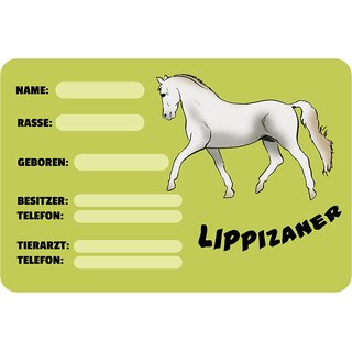 Schild Spruch "Lippizaner, Name Rasse Geboren" Pferd 20 x 30 cm Blechschild