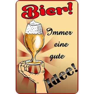 Schild Spruch "Bier, immer eine gute Idee" 20 x 30 cm Blechschild