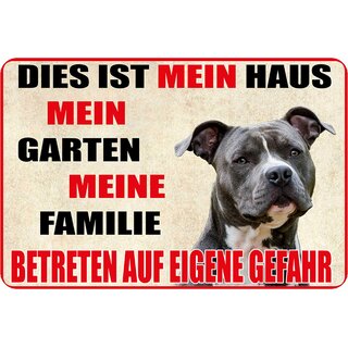 Schild Spruch "Dies mein Haus, Garten, Familie, Betreten" Hund 20 x 30 cm Blechschild