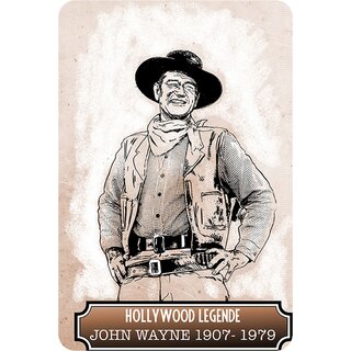 Schild Spruch "Hollywood Legende John Wayne" Portrait 20 x 30 cm Blechschild