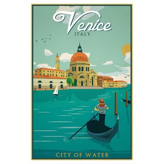 Schild Stadt "Venice - Italy City of Water" 20 x 30 cm Blechschild