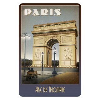 Schild Stadt "Paris - Arc de Triomphe" 20 x 30 cm Blechschild