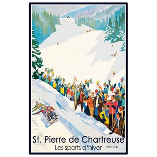 Schild Stadt "St. Pierre de Chartreuse - Paris 1930" 20 x 30 cm Blechschild