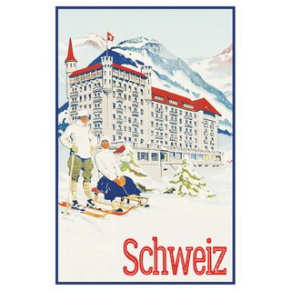 Schild Land "Schweiz" Wintersport 20 x 30 cm Blechschild