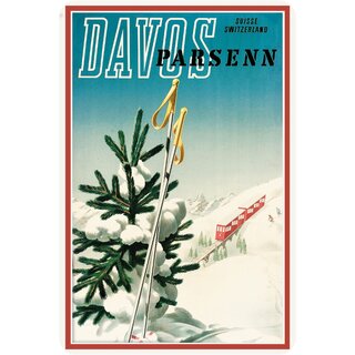 Schild Land Davos Parsenn Suisse Switzerland Schnee 20 x 30 cm Blechschild