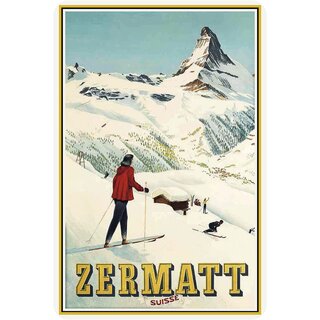 Schild Land "Zermatt Suisse" Schweiz 20 x 30 cm Blechschild