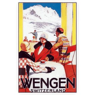 Schild Stadt "Wengen Switzerland" 20 x 30 cm Blechschild