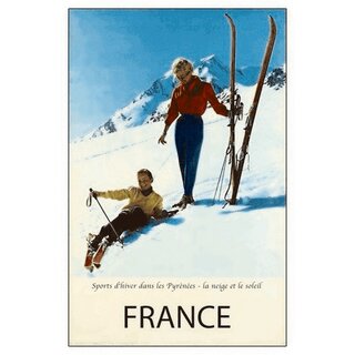 Schild Land France Sports Wintersport 20 x 30 cm Blechschild