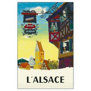 Schild Stadt "LAlsace Hotel Jardin" Frankreich 20 x 30 cm Blechschild