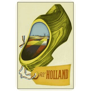Schild Land "see Holland" Holz Schuh 20 x 30 cm Blechschild