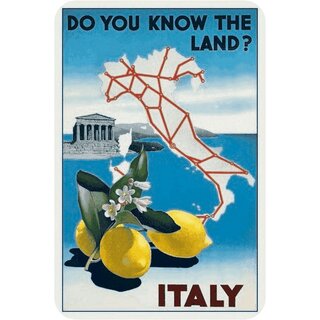 Schild Land Do you know the land, Italy Italien 20 x 30 cm Blechschild