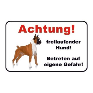 Schild Spruch "Achtung, freilaufender Hund, betreten eigene Gefahr" 20 x 30 cm Blechschild