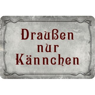 Schild Spruch "Draußen nur Kännchen" grau 20 x 30 cm Blechschild