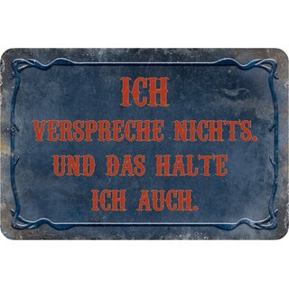Schild Spruch "verspreche nichts, das halte ich auch" 20 x 30 cm Blechschild
