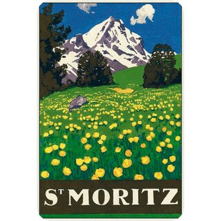 Schild Stadt "St. Moritz" Landschaft 20 x 30 cm Blechschild