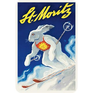 Schild Stadt "St. Moritz" Wintersport Hase 20 x 30 cm Blechschild