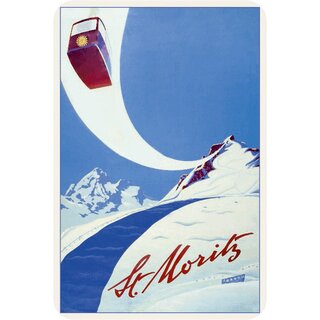 Schild Stadt "St. Moritz" Winter Schnee 20 x 30 cm Blechschild