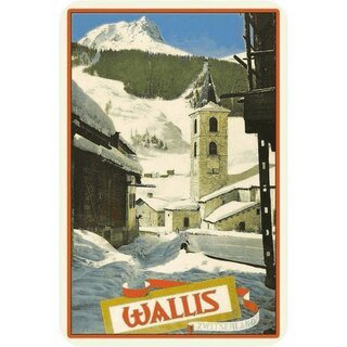 Schild Stadt "Wallis, Zwitserland" Schweiz 20 x 30 cm Blechschild